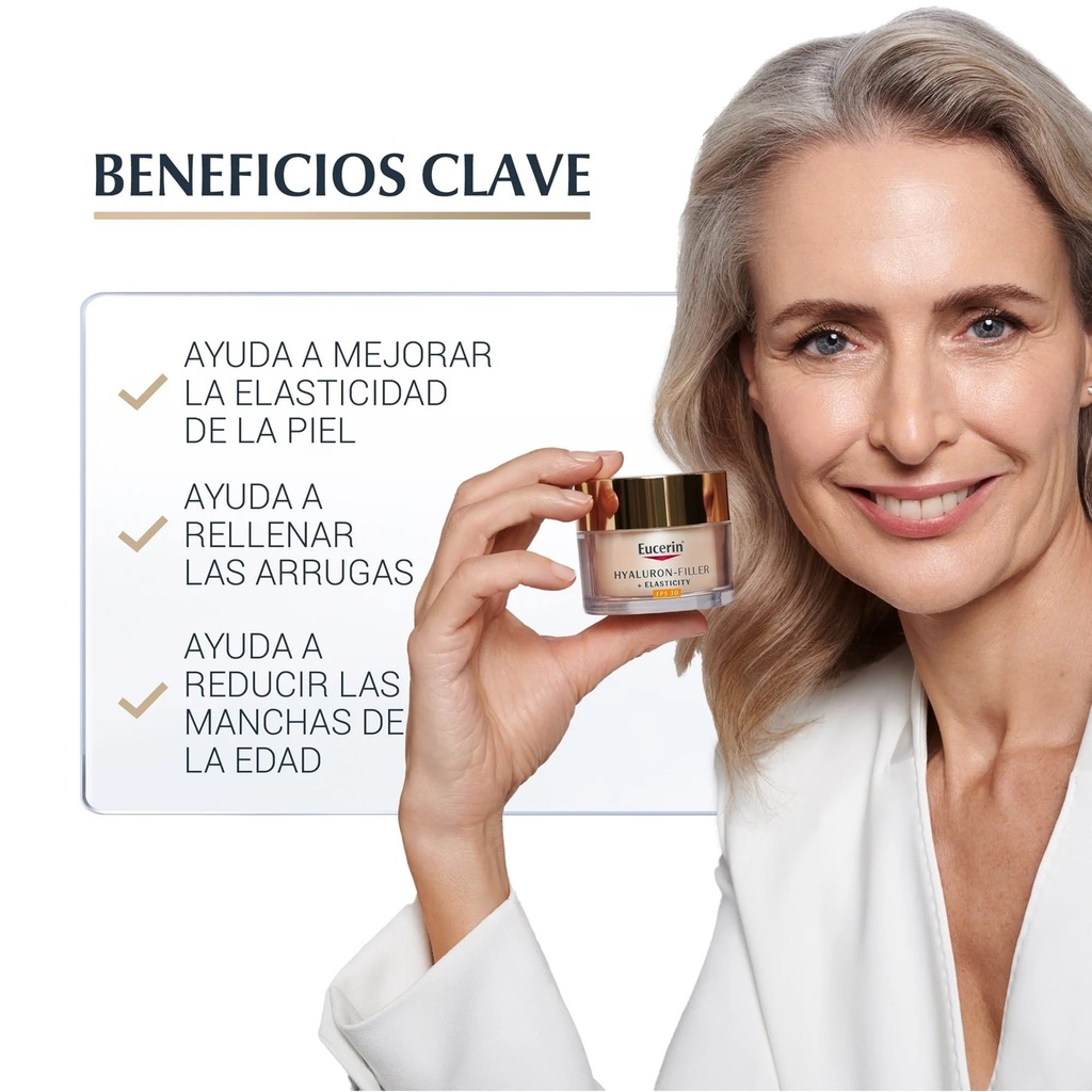 Eucerin Crema Hyaluron Filler Elasticity Dia FPS30 x 50 ml beneficios