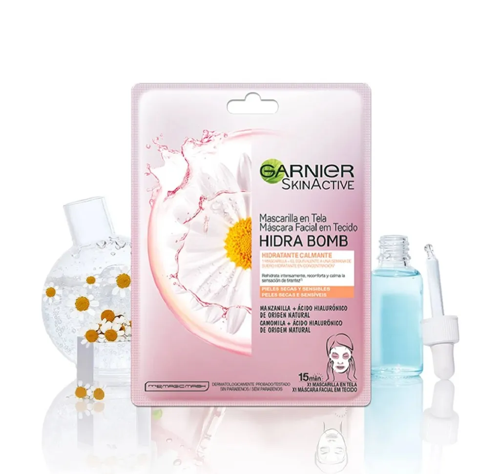 GARNIER SKIN ACTIVE HIDRA BOMB MASCARILLA DE TELA HIDRATANTE CALMANTE X1