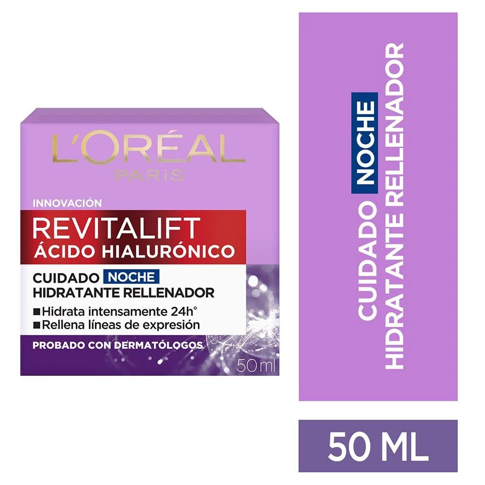 LOREAL REVITALIFT AC.HIALURONICO CREMA HIDRATANTE RELLENADO 24H NOCHE 50ML