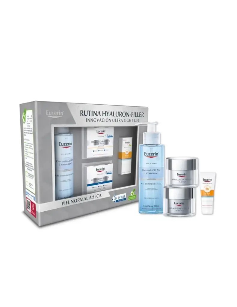 [E387760] Pack Eucerin Triple Effect Filler Dia Fps 30+, Noche y dermatoclean 200ml