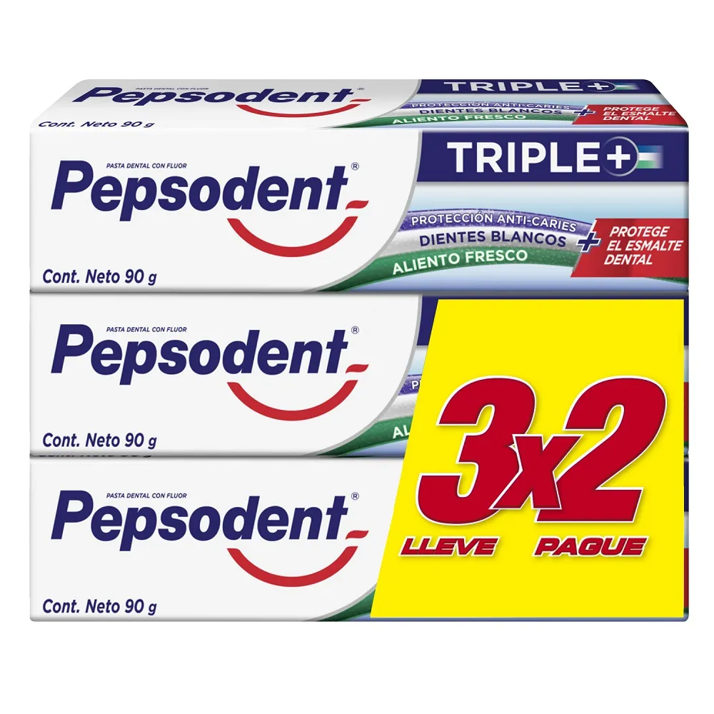 Pepsodent triple accion 90gr*3und