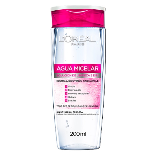 [L484373] LOREAL AGUA MICELAR SOLUCION DE LIMPIEZA 5 EN1 X200 ML